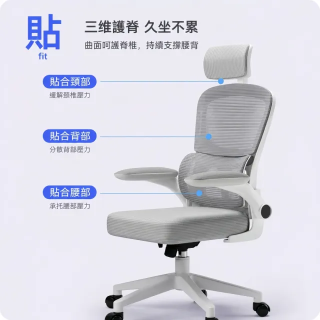 【小不記】可調節頭枕+自適應腰托 電腦椅 辦公椅 可升降耐重旋轉椅 人體工學椅 職員椅 會議椅 網椅 椅子