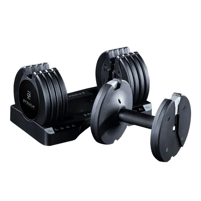 【BYZOOM FITNESS】Pure Series 10kg(22lb) 5段重量可調式啞鈴 白/黑二色 雙入