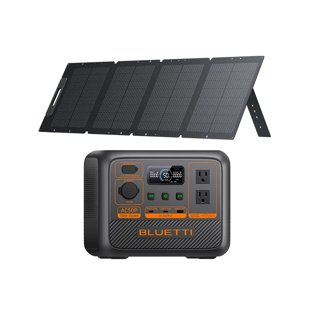【BLUETTI】AC50P 700W 戶外移動電源 120W太陽能板套組(移動電源 戶外電池 露營 車宿 行動電源 UPS)