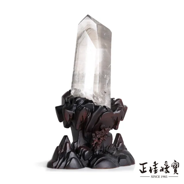 【正佳珠寶】綠幽靈 頂級異象金字塔水晶柱 1.9kg 綠幽靈水晶球｜特製木座