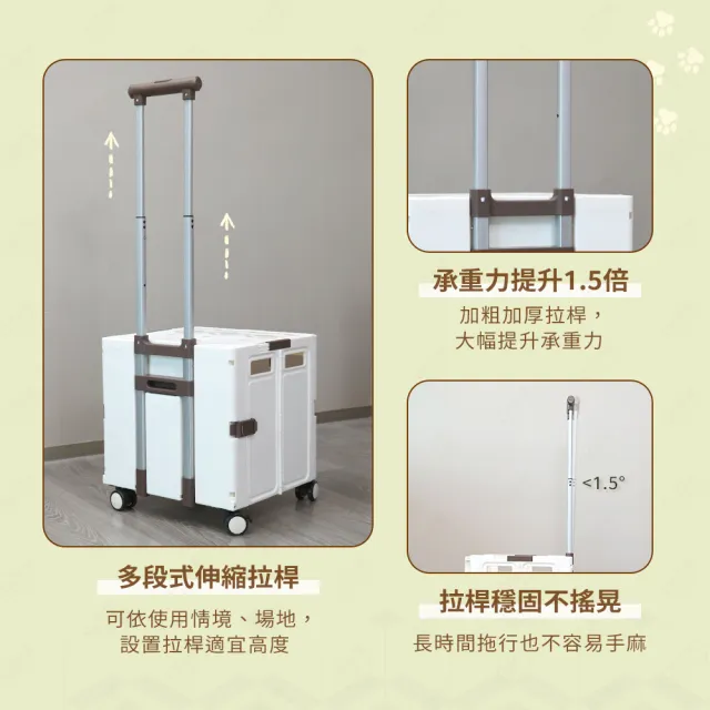 【Arlink】75L透視雙開款｜TL52 功能折疊收納手推車 (寵物推車/收納箱/菜籃車/露營車/工具車/置物車)