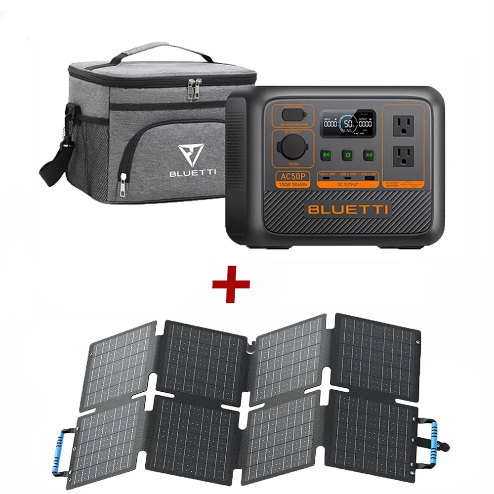 【BLUETTI】AC50P 700W 戶外移動電源+60W太陽能板套組(移動電源 戶外電池 露營 車宿 行動電源 UPS)