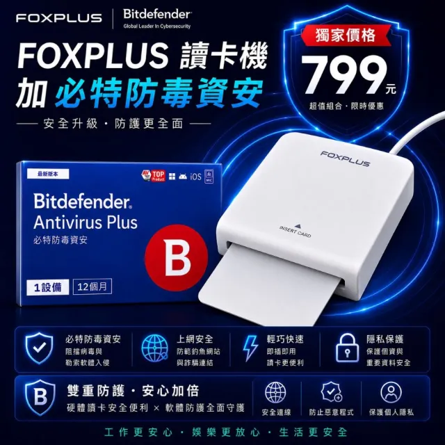 FOXPLUS讀卡機加Bitdefender必特防毒軟體