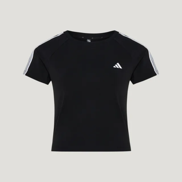 【adidas 愛迪達】Fav 3s Tee 1 女 T恤 運動上衣 休閒短袖 黑 經典款(KZ1525)