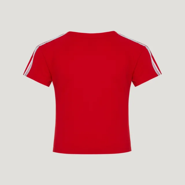 【adidas 愛迪達】Fav 3s Tee 1 女 T恤 運動上衣 休閒短袖 紅 經典款(KZ1527)