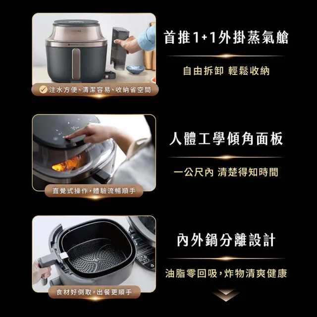 【Philips 飛利浦】抽UX20戰鬥陀螺_星視界Plus透視蒸氣海星氣炸鍋7.2L_NA547/07