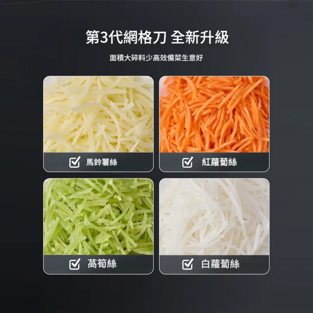 【Felsted 菲仕德】多功能電動切菜機 雙料口四合一 自動切條切絲切片切丁機 刨絲器 備菜神器 廚房家電