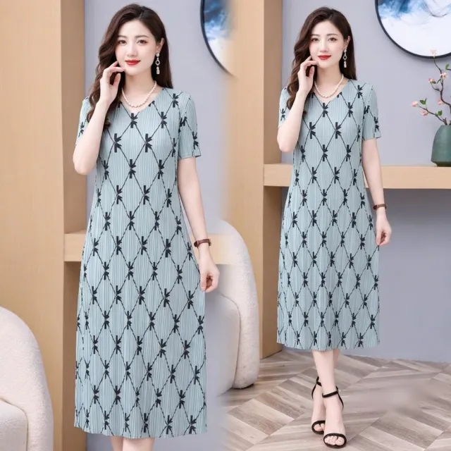 【巴黎精品】多款三宅風皺褶衣服洋裝寬鬆連身裙子長裙褶皺上衣印花摺衣折衣（壓褶大尺碼短袖女裝n2b17 R)