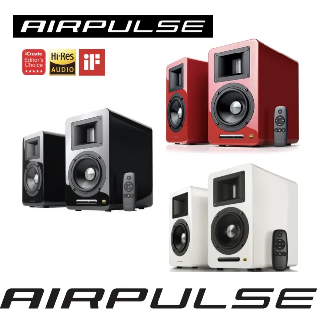 【AIRPULSE】A100 PLUS 雙聲道主動式音箱（2.0藍牙喇叭｜國際設計師 Phil Jones 設計｜Hi-Res音質認證）