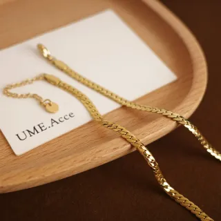 【UME.Acce】金色軌跡鈦鋼項鍊(扁鍊鈦鋼項鍊 金色項鍊 扁鍊 流光項鍊 百搭項鍊 簡約項鍊)