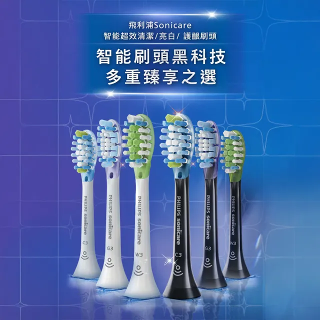 【Philips 飛利浦】HX9073 Sonicare 智能超效綜合刷頭3入組 (兩色任選/清潔x護齦x美白3種刷頭/官方直營)