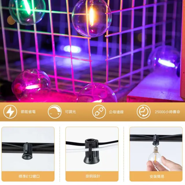 【AnDa 安達】燈串LED燈絲戶外防水串燈高壓新年裝飾直插電露營挂燈 (節能省電 防水防摔 超長壽命)