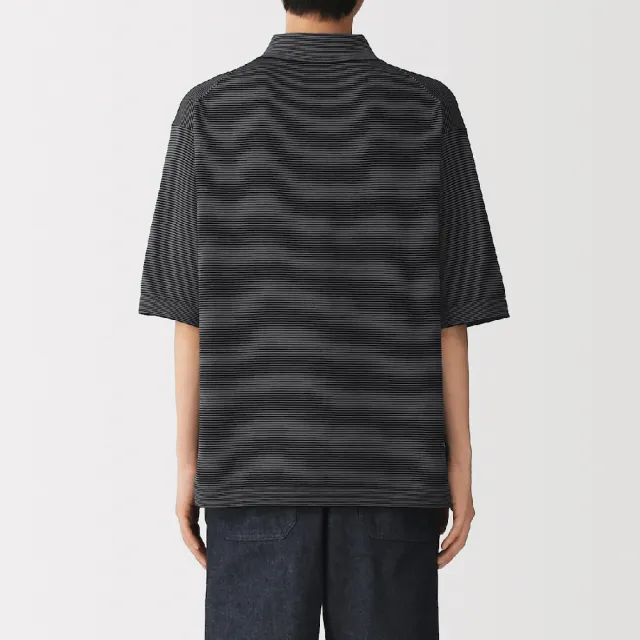 【MUJI 無印良品】男速乾可水洗針織短袖POLO衫(灰白橫紋/煙燻藍橫紋/深棕橫紋)