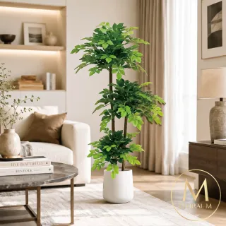 【Floral M】居家超人氣滿滿幸福樹150cm大型仿真植栽(贈花盆)(仿真樹/免澆水/室內佈置/居家裝飾/店面擺設)
