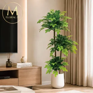 【Floral M】居家超人氣滿滿幸福樹150cm大型仿真植栽(贈花盆)(仿真樹/免澆水/室內佈置/居家裝飾/店面擺設)