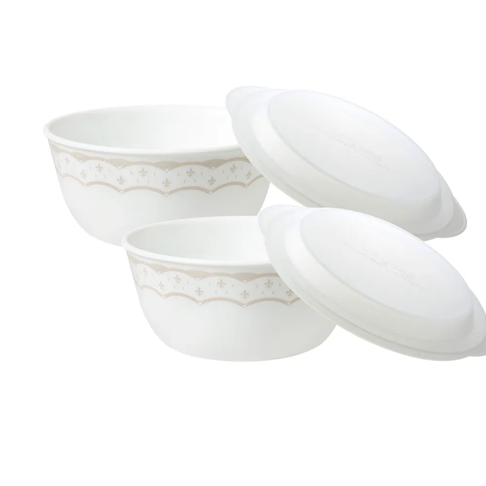 【CorelleBrands 康寧餐具】皇家饗宴900ml拉麵碗x2+6吋微波蓋x2-餐碗四入組