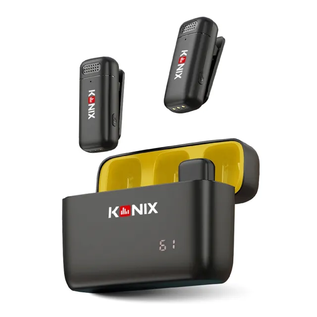 【Konix】無線麥克風(手機麥克風/領夾式/一對二無線麥克風/隨身收納盒/安卓蘋果雙規格)
