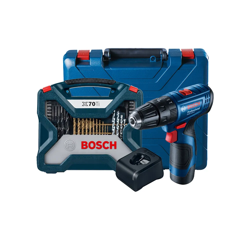 【BOSCH 博世】12V鋰電震動電鑽/起子機鍍鈦配件套裝組(GSB 12V-70 TiN)