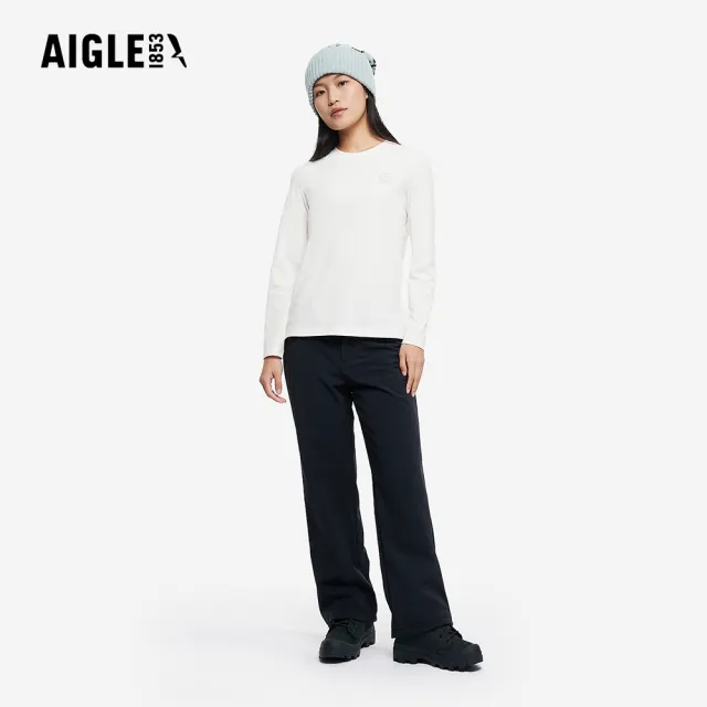 【AIGLE】女 抗UV長袖T恤｜AG-5A406A131 米白 (女裝 有機棉 滑雪衣 抗UV 防曬T恤 長袖上衣 長袖T恤)