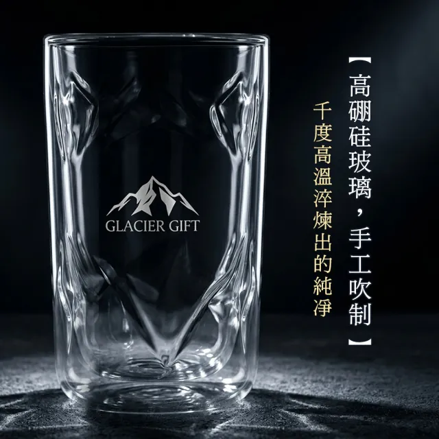 【TAI LI 太力】2入雙層冰裂杯禮盒組H15(咖啡杯 水杯 玻璃杯 耐冷熱 聖誕禮物 交換禮物)