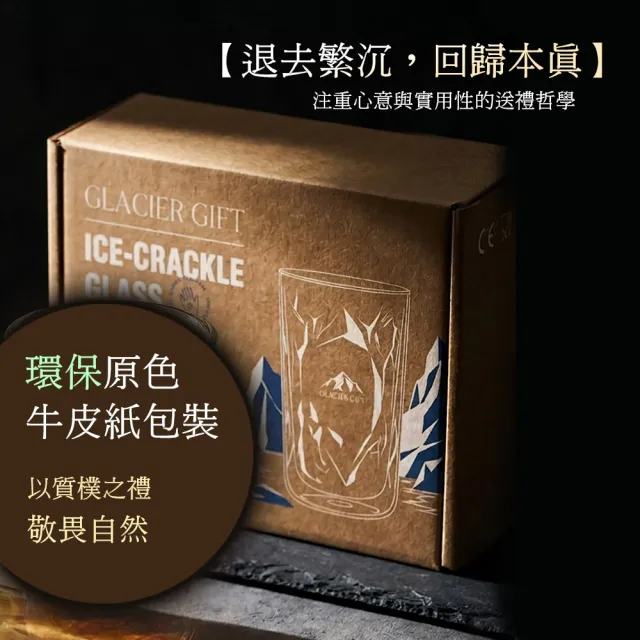 【TAI LI 太力】2入雙層冰裂杯禮盒組H15(咖啡杯 水杯 玻璃杯 耐冷熱 聖誕禮物 交換禮物)