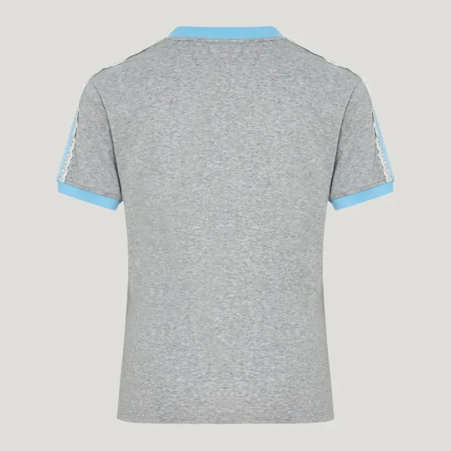 【adidas 愛迪達】短袖上衣 女 三葉草 亞規 CALI TEE W 灰藍 LF2333