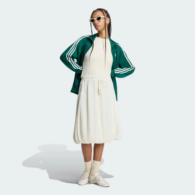 【adidas 愛迪達】長裙 女 運動裙 三葉草 亞規 LONG SKIRT 白 LD6439