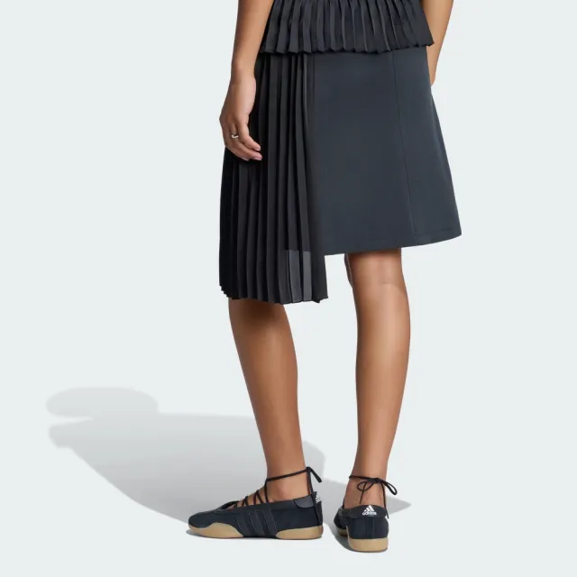 【adidas 愛迪達】短裙 女 運動裙 三葉草 亞規 PLEAT SKIRT 黑 LF2339