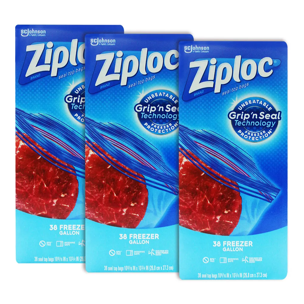 【Ziploc 密保諾】雙層夾鏈冷凍保鮮袋-大(38入/盒*3組)