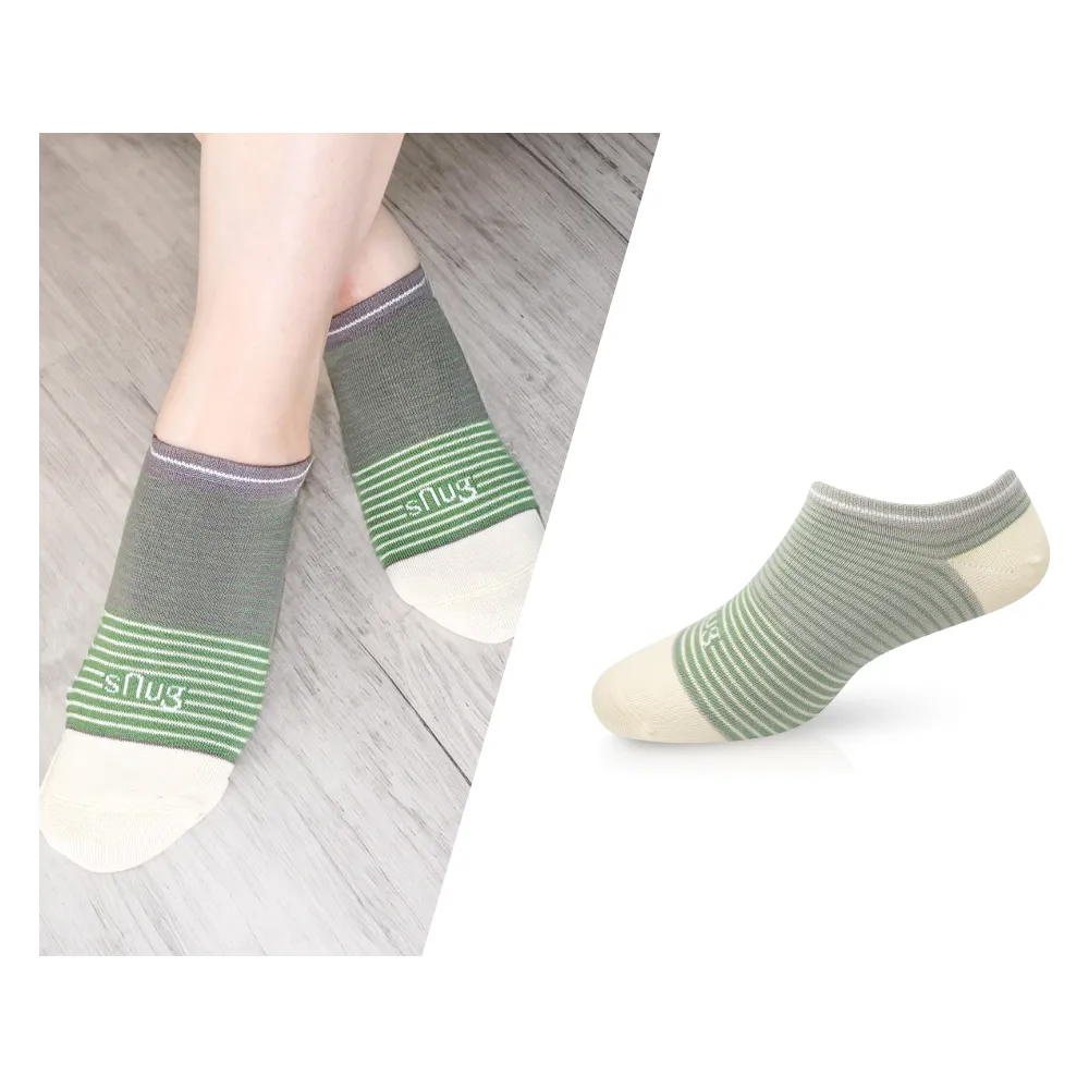 【sNug 給足呵護】時尚船型除臭襪-條紋綠(不脫落/低筒/船型襪/時尚船襪/10秒除臭襪/夏季薄款)