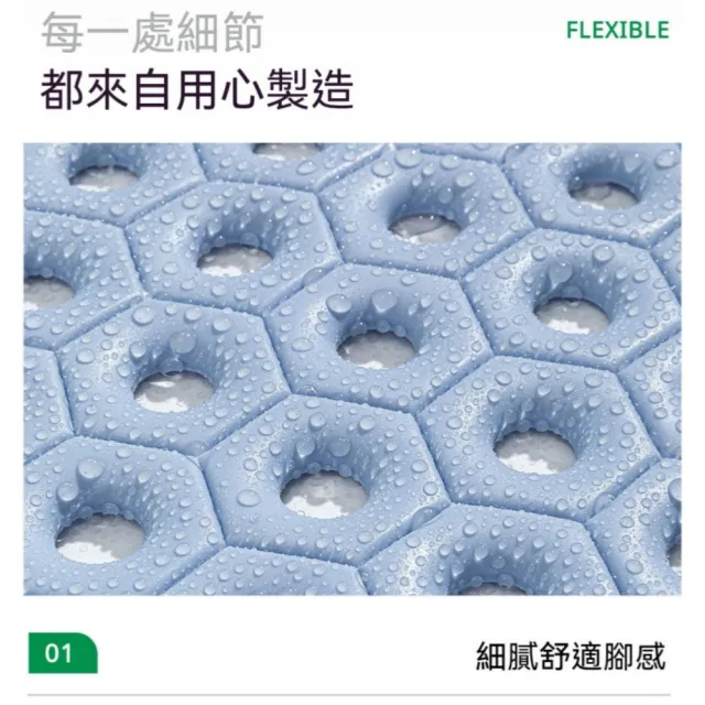 【OSLE 歐適樂】浴室防滑墊 飯店家用地墊淋浴房腳墊 PVC吸盤洗澡防摔跤蜂窩六角地墊
