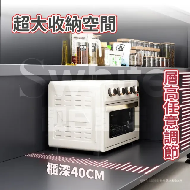 【靚白家居】岩板多層對開門餐廚櫃 120CM 大桌面 S511(餐櫃 電器櫃 餐邊櫃 廚房置物櫃 置物櫃 收納櫃)
