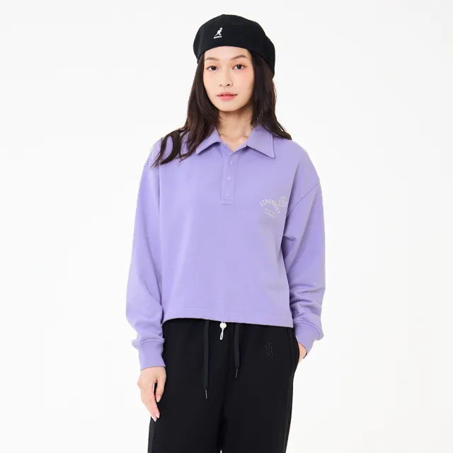 【5th STREET】雙11 女裝 長袖 POLO領 寬版 紫色(560982)