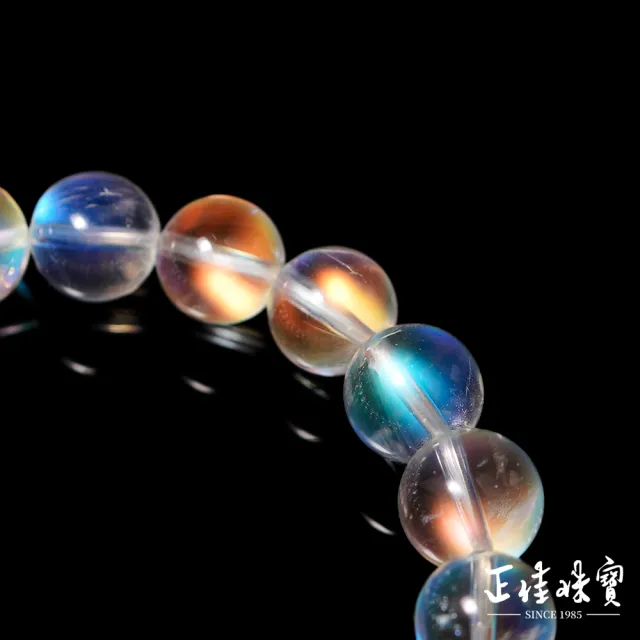 【正佳珠寶】馬島月光 蒐藏級玻璃體彩虹藍 9.9-10.4mm 馬島月光石手珠