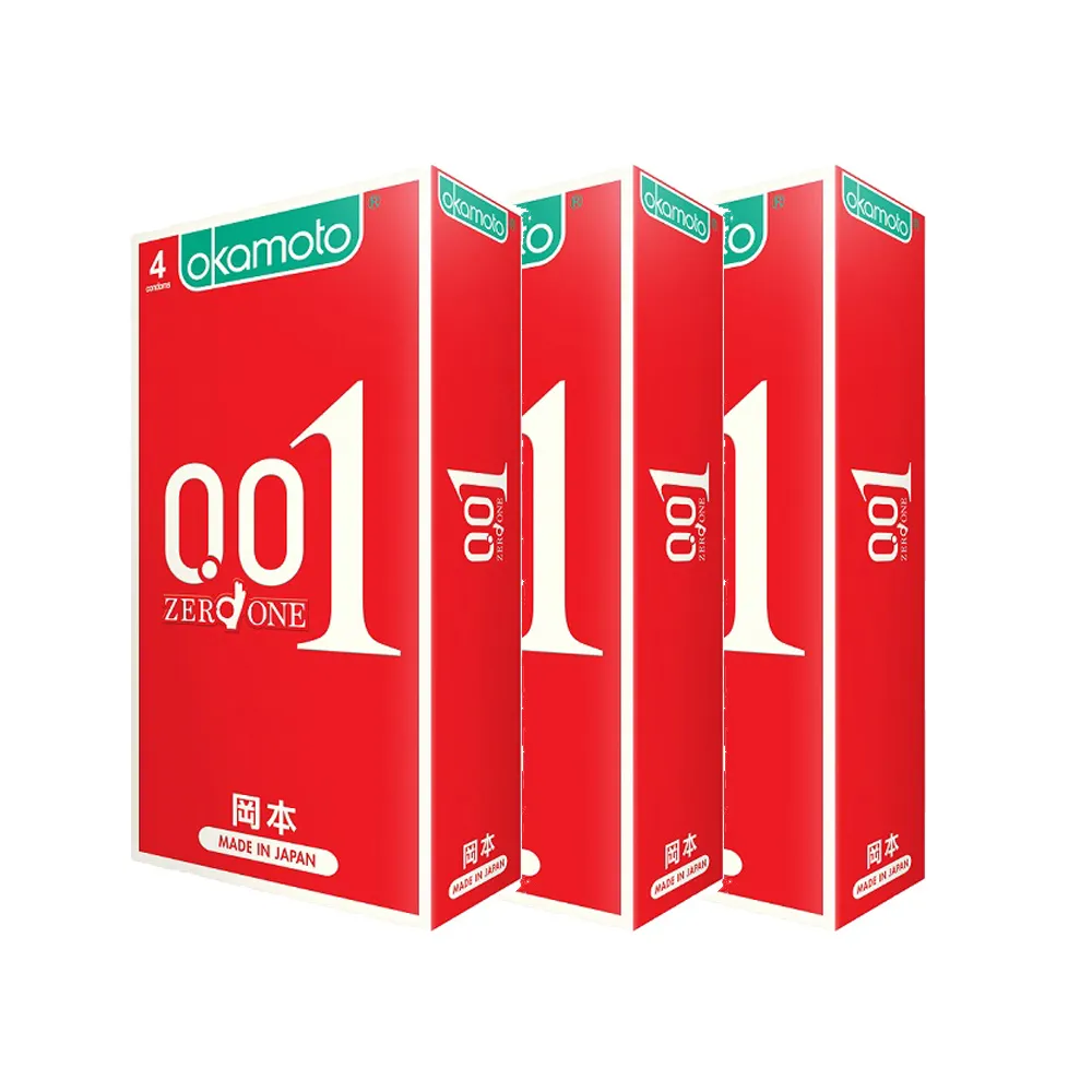 【okamoto 岡本】001水性聚氨酯保險套4入x3盒(共12入-加有潤滑劑/光滑/至尊系列)