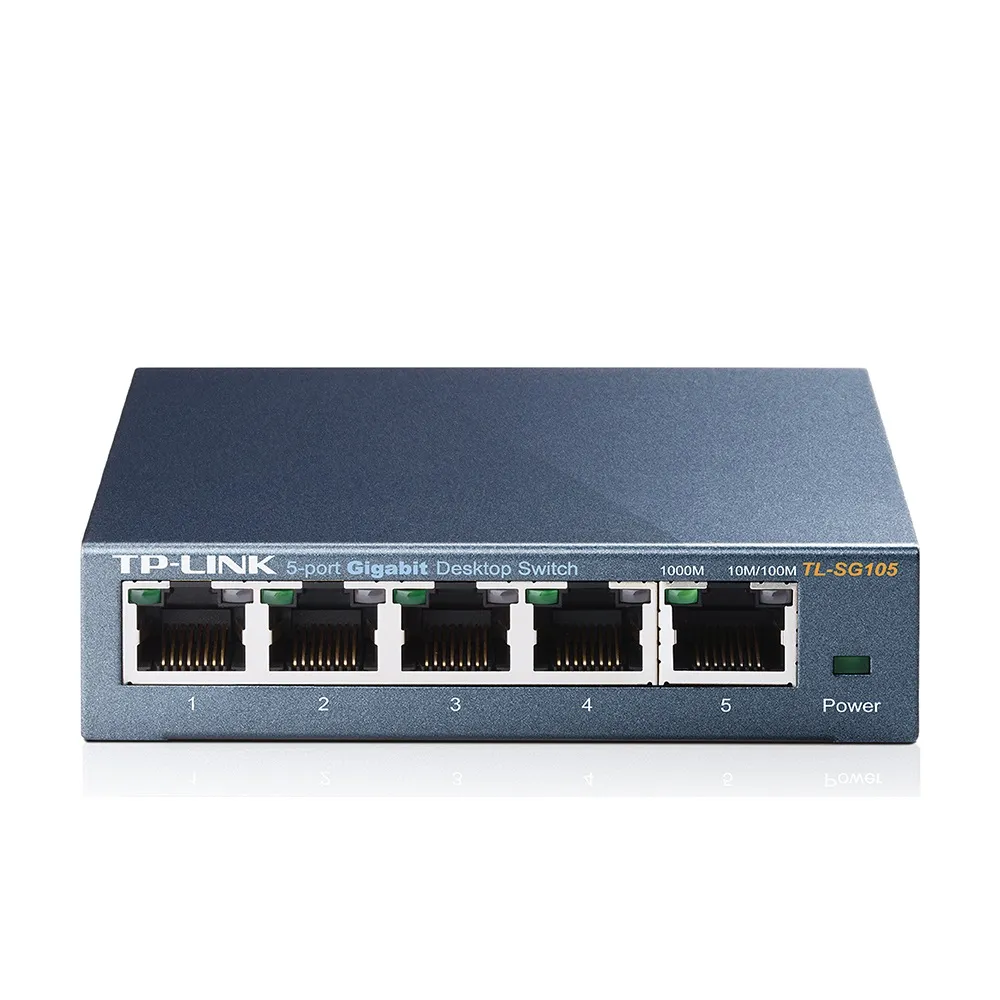 【TP-Link】5埠 Gigabit 桌上型 10/100/1000Mbps 專業級乙太網路交換器 隨插即用 鋼殼(TL-SG105)