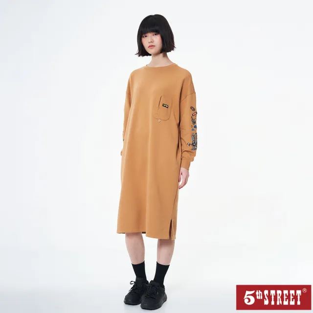 【5th STREET】女裝 洋裝 長版洋裝 黑色 橘色(560966)
