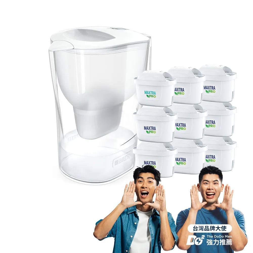 【BRITA】官方直營愛奴娜Aluna XL濾水壺+8入去水垢濾芯(共1壺9芯)