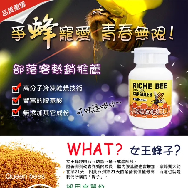 【草本之家】豐采蜂子粉膠囊3入組(60粒/入)(蜂蛹粉)