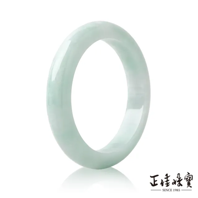 【正佳珠寶】翡翠 高品微綠糯種 18.5圍 58.6mm 天然緬甸A貨翡翠手鐲