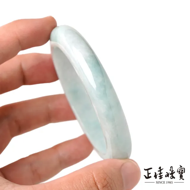 【正佳珠寶】翡翠 高品飄淡蘭花 18.5圍 57.8mm 天然緬甸A貨翡翠手鐲
