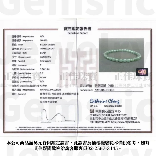【正佳珠寶】翡翠 頂級玻璃種藍水翡翠 6-6.3mm 翡翠手珠