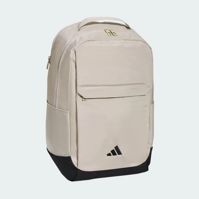 【adidas 愛迪達】後背包 運動包 書包 旅行包 大容量 雙層 CMMT BP 米黑 KY9919(2959)