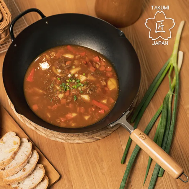 【TAKUMI 匠】日本岩紋鐵炒鍋/中華鐵鍋33公分(日本製/獨家聯名款)
