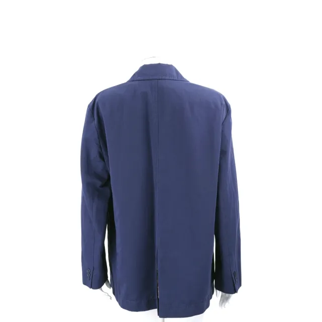 【MaxMara】WEEKEND WELLS 西裝外套 海軍藍翻領雙釦棉麻混紡 外套(義大利精品時裝品牌)