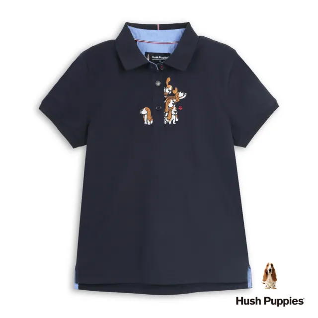 【Hush Puppies】女裝 POLO衫 Q版造型趴趴狗POLO衫 (丈青 / 64201105)