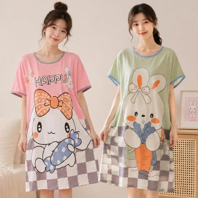 【Wonderland】春夏短袖睡衣 花漾甜夢牛奶絲居家睡裙洋裝(女睡衣/連身睡衣/女睡衣居家服/居家睡衣)