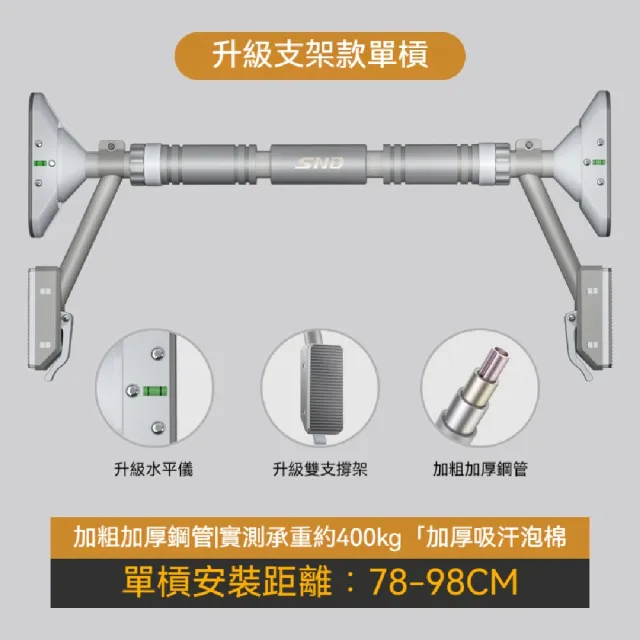 【ZHIPU 芝浦】長槓 室內免打孔單槓 牆體單雙槓 門上吊槓單槓 引體向上器 健身桿 安裝距離78-98CM 定製款L