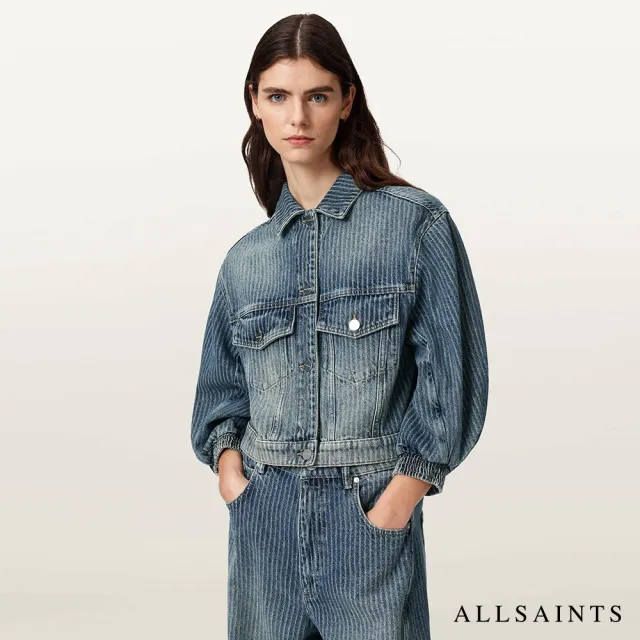 【ALLSAINTS】LUCA 丹寧蓬袖落肩短版外套 W071OF(常規版型)