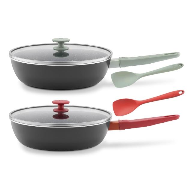 【ZWILLING 德國雙人】NOW PLUS Ⅱ 黑曜鍋2.0不沾鍋深煎鍋28cm-2色任選/附矽膠鏟(德國雙人牌集團官方直營)